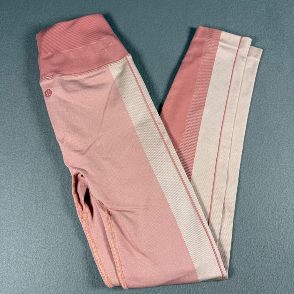 Lululemon Ebb to Train Tight Abstract Copper Clay Angel Wing Leggings Size 4